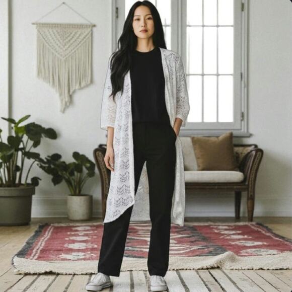 NWT Minkpink Off White Medium Large Cardigan Duster Blouse - Picture 1 of 9